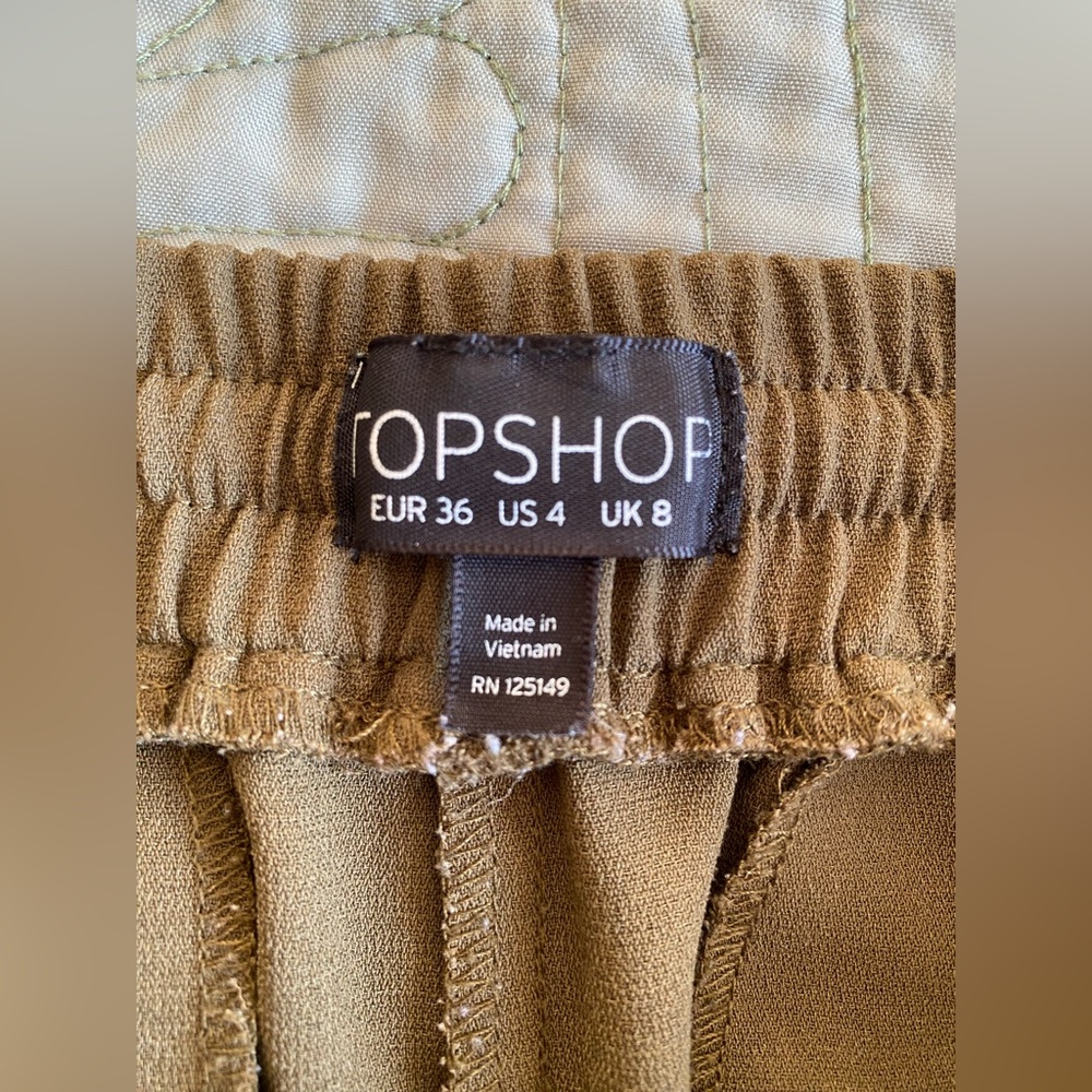 Topshop Khaki Drawstring Trousers